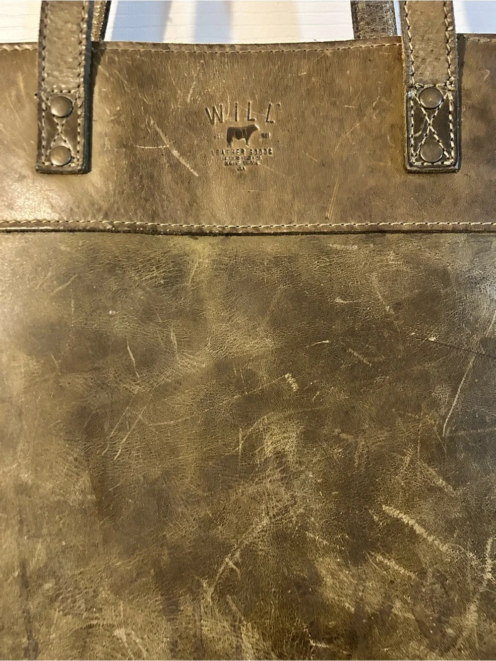 Wills Leather goods Olive Green Leather Tote Bag